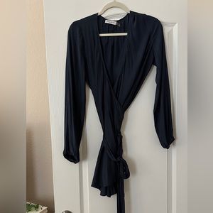 Ramy Brook long sleeve wrap satin dress